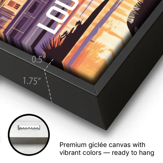 Louisville Urban Charm - Black Framed Canvas Wall Art - Gallery Wrap Corner