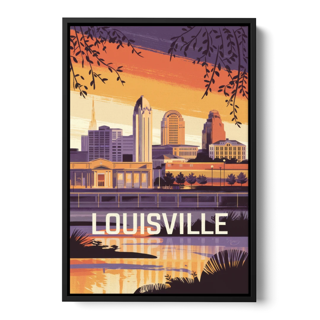 Louisville Urban Charm - Black Framed Canvas Wall Art - Front