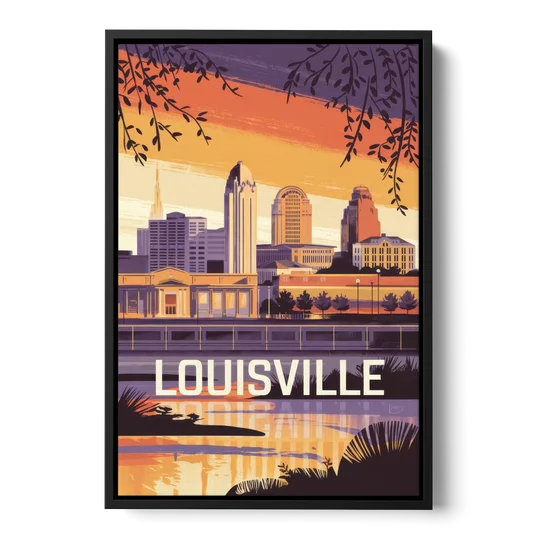 Louisville Urban Charm - Black Framed Canvas Wall Art - Front