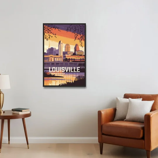 Louisville Urban Charm - Black Framed Canvas Wall Art - Sofa - 24x36