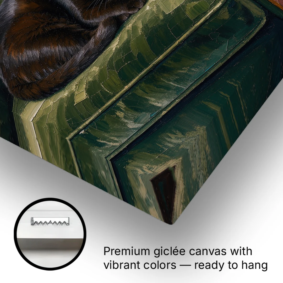 Lounge Wall Art with a Black Cat and Martini - Canvas Wall Art - Gallery Wrap Corner