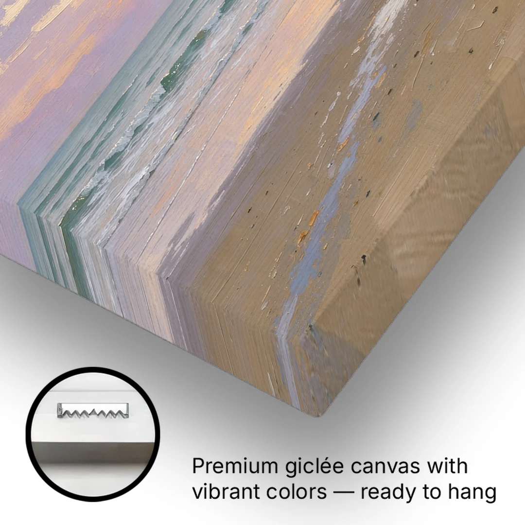 Low Tide Sunset with Lavender Sky - Canvas Wall Art - Gallery Wrap Corner