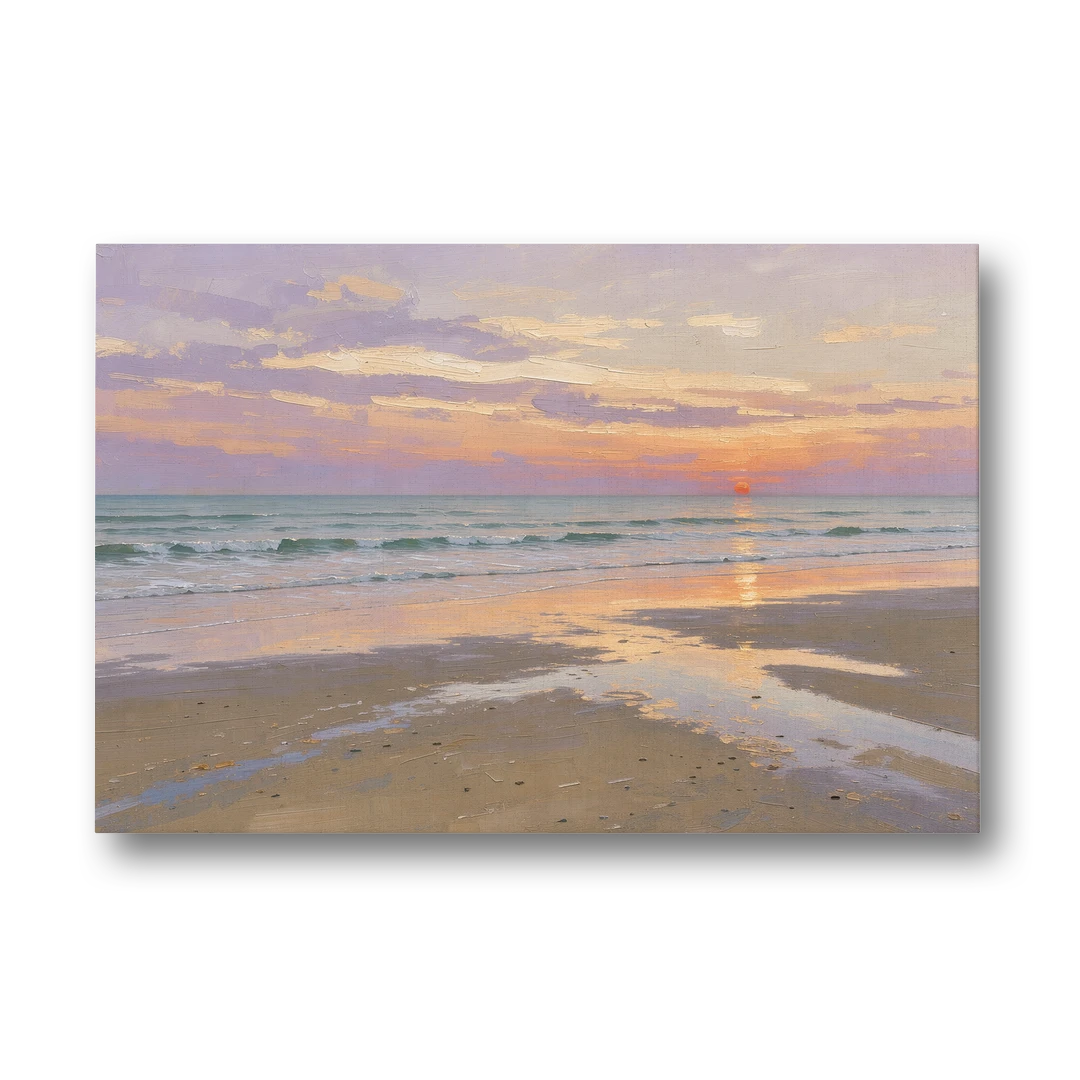 Low Tide Sunset with Lavender Sky - Canvas Wall Art - Front