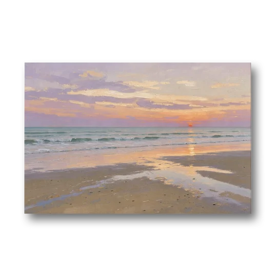 Low Tide Sunset with Lavender Sky - Canvas Wall Art - Front
