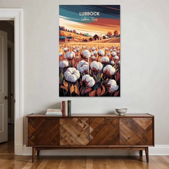 Lubbock Cotton Fields - Canvas Wall Art - Coffee Table - 40x60