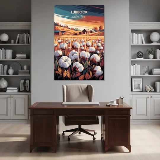 Lubbock Cotton Fields - Canvas Wall Art - Office - 40x60