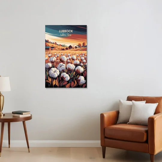 Lubbock Cotton Fields - Canvas Wall Art - Sofa - 24x36