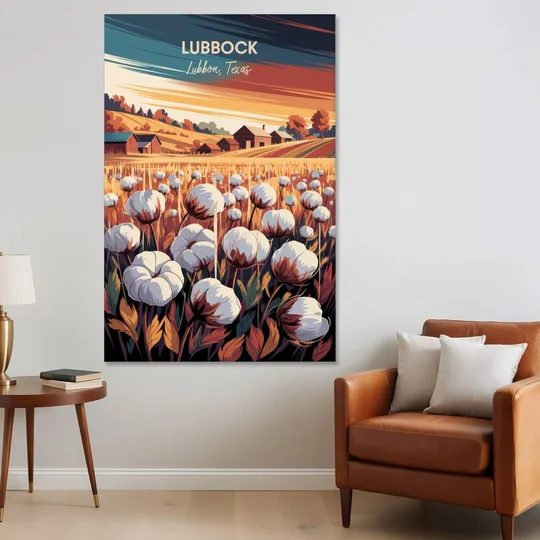 Lubbock Cotton Fields - Canvas Wall Art - Sofa - 40x60