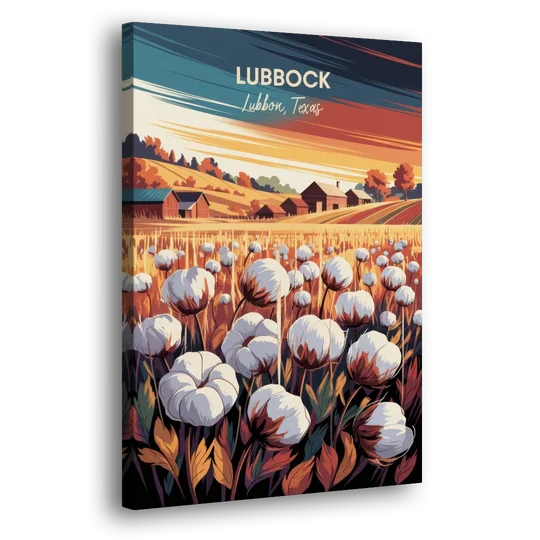 Lubbock Cotton Fields - Canvas Wall Art - Side
