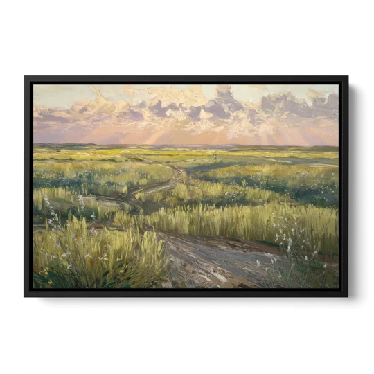 Lubbock Prairie Landscape - Black Framed Canvas Wall Art - Front