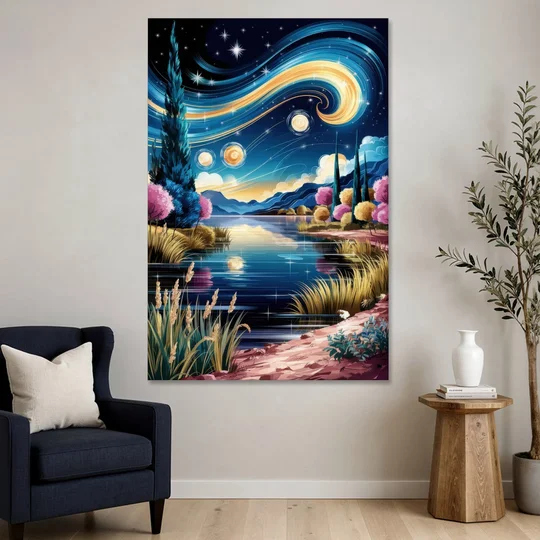 Lubbock Starry Night Sky - Canvas Wall Art - Sofa - 40x60