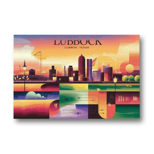 Lubbock Vibrant Cityscape - Canvas Wall Art - Front