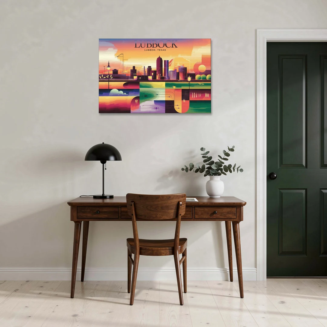 Lubbock Vibrant Cityscape - Canvas Wall Art - Office - 36x24