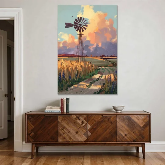 Lubbock Windmill Scene - Canvas Wall Art - Coffee Table - 40x60