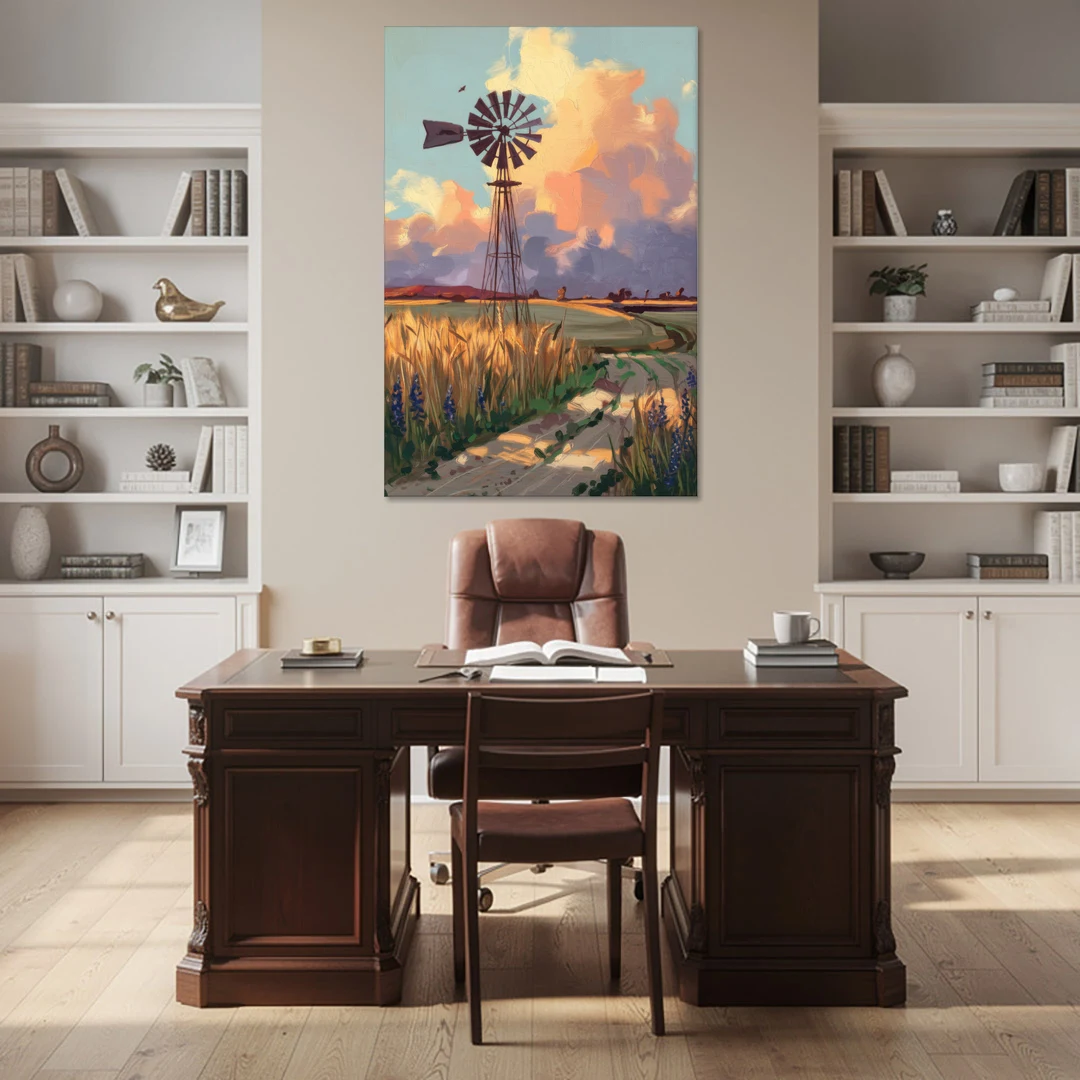 Lubbock Windmill Scene - Canvas Wall Art - Office - 40x60