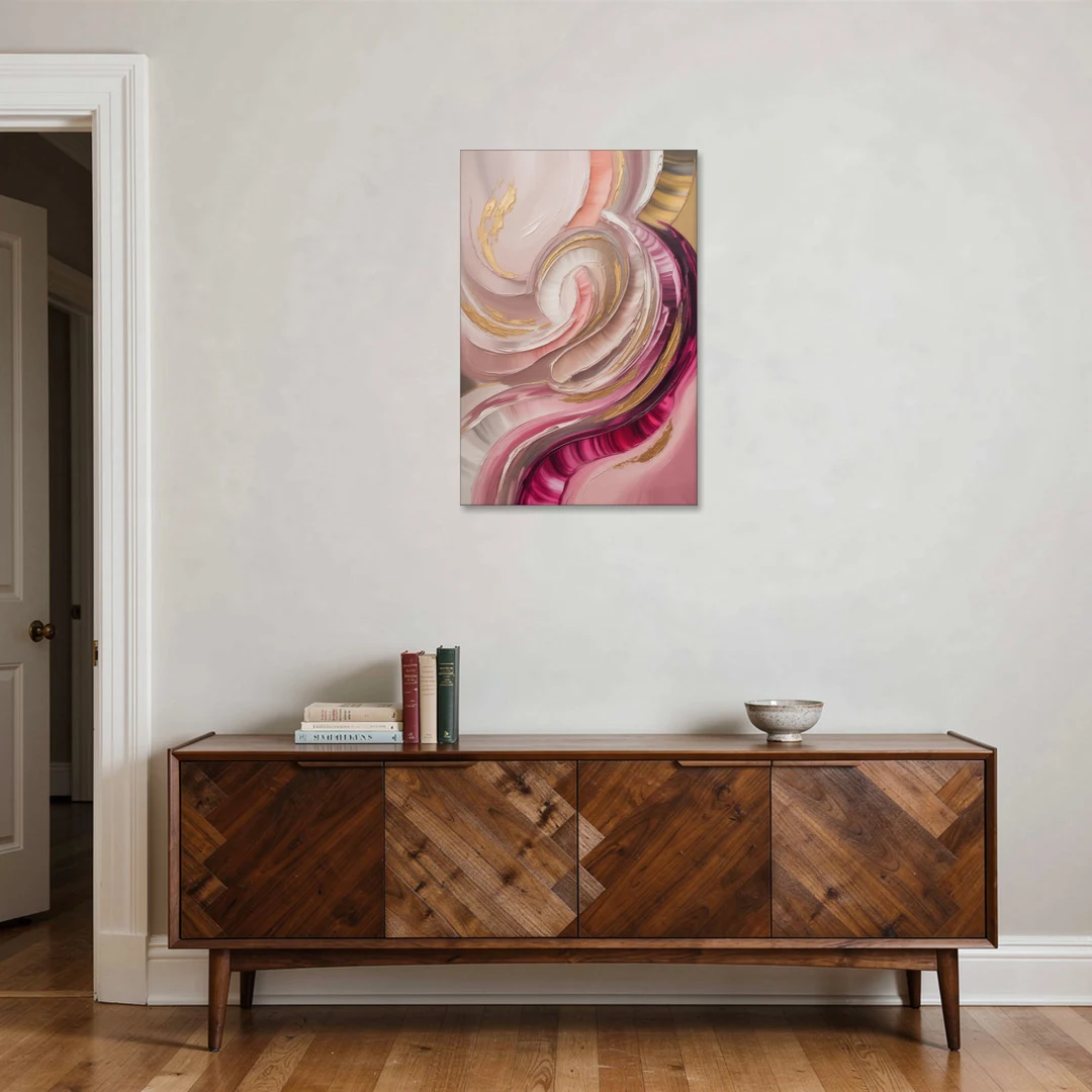Luminous Swirl Pink Abstract - Canvas Wall Art - Coffee Table - 24x36