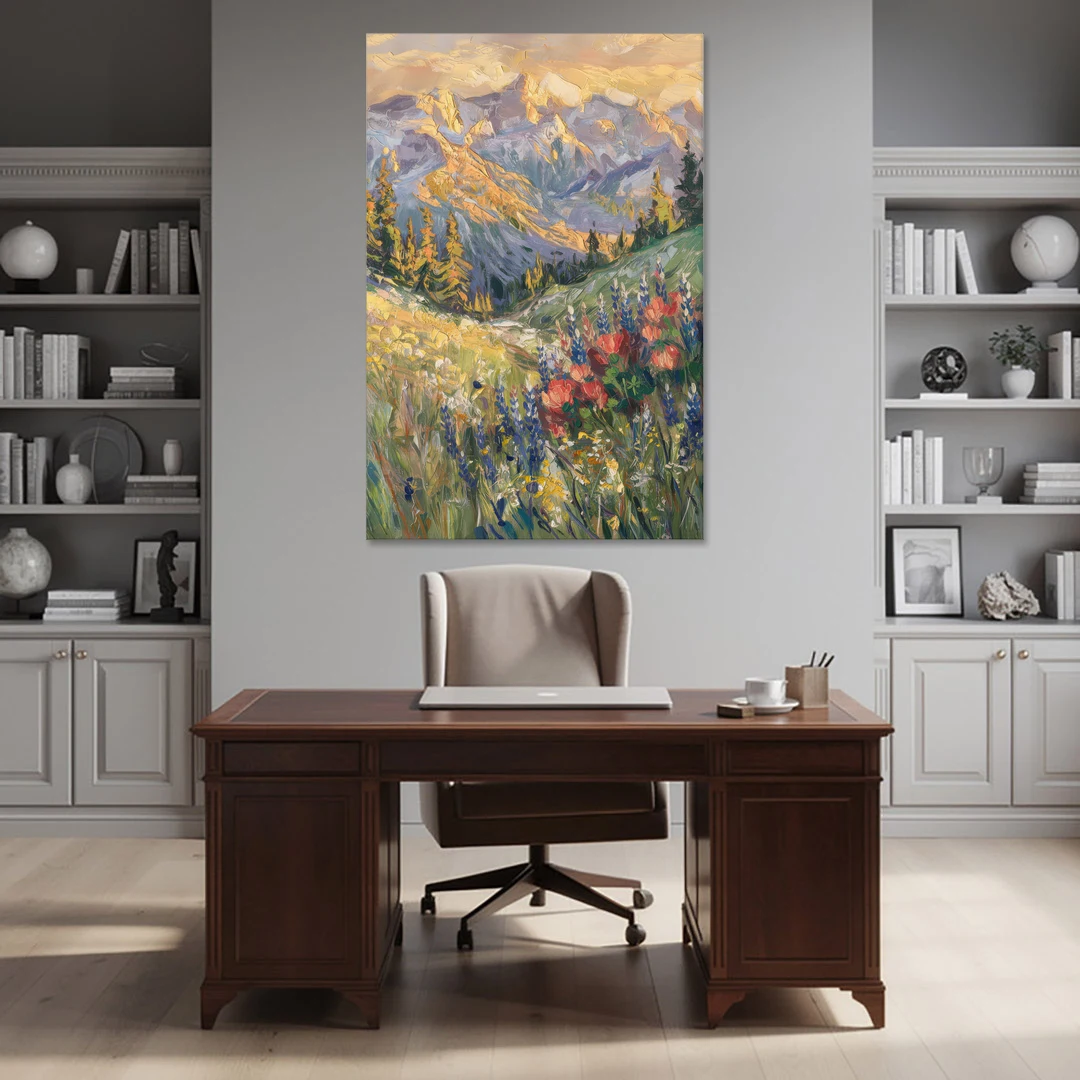 Lupine Meadow Mountain Landscape for the Living Room - Canvas Wall Art - Office - 40x60