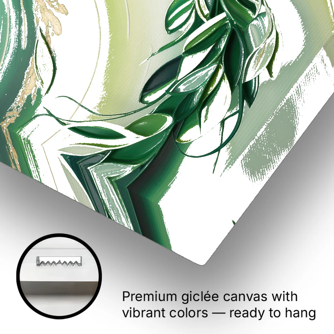 Lush Verdant Essence Green Abstract - Canvas Wall Art - Gallery Wrap Corner