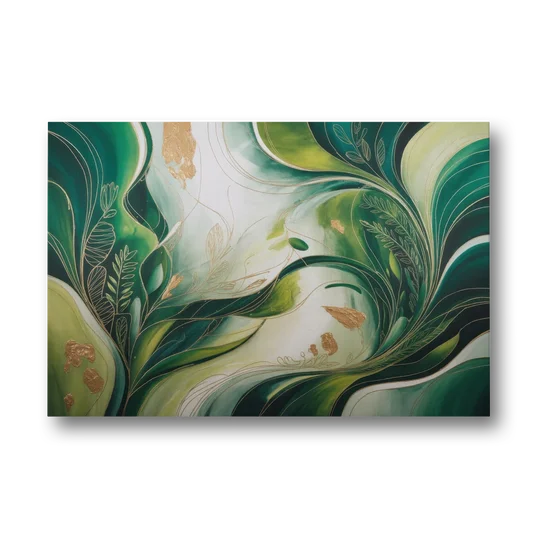 Lush Verdant Harmony Green Abstract - Canvas Wall Art - Front