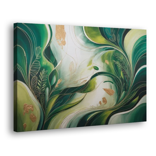 Lush Verdant Harmony Green Abstract - Canvas Wall Art - Side