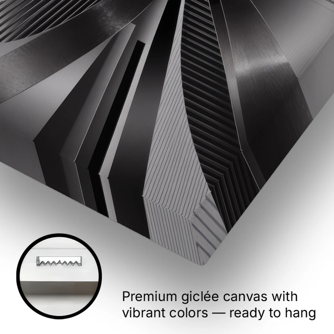 Luxurious Fluidity Black and Grey Abstract - Canvas Wall Art - Gallery Wrap Corner