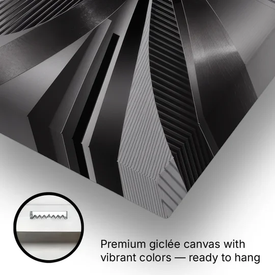 Luxurious Fluidity Black and Grey Abstract - Canvas Wall Art - Gallery Wrap Corner