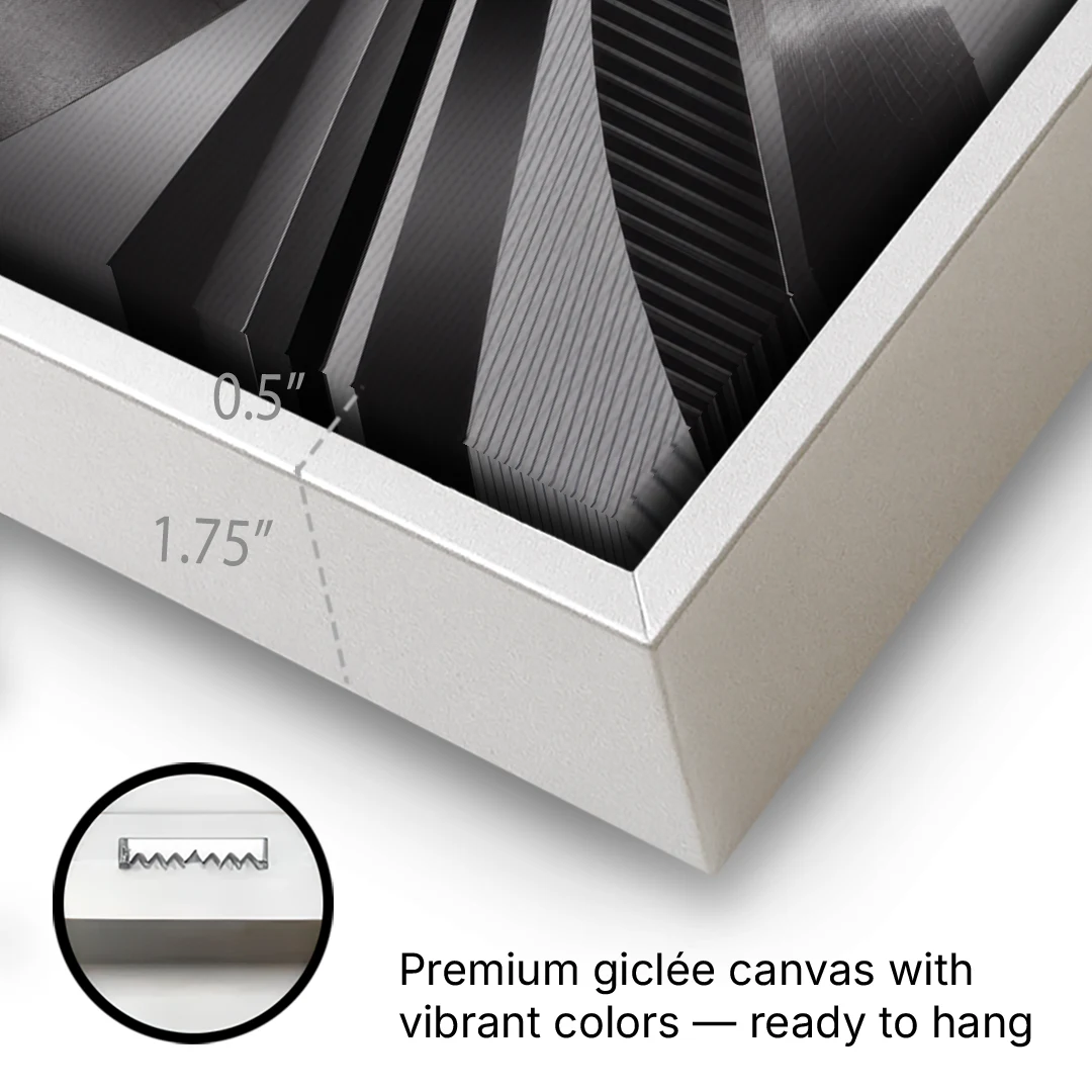 Luxurious Fluidity Black and Grey Abstract - White Framed Canvas Wall Art - Gallery Wrap Corner