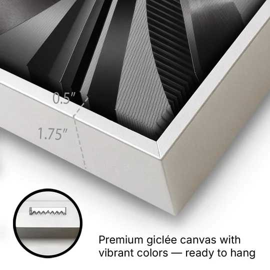 Luxurious Fluidity Black and Grey Abstract - White Framed Canvas Wall Art - Gallery Wrap Corner
