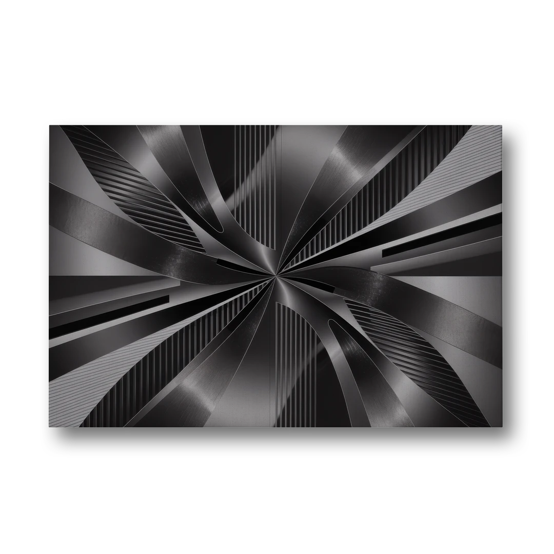 Luxurious Fluidity Black and Grey Abstract - Canvas Wall Art - Front