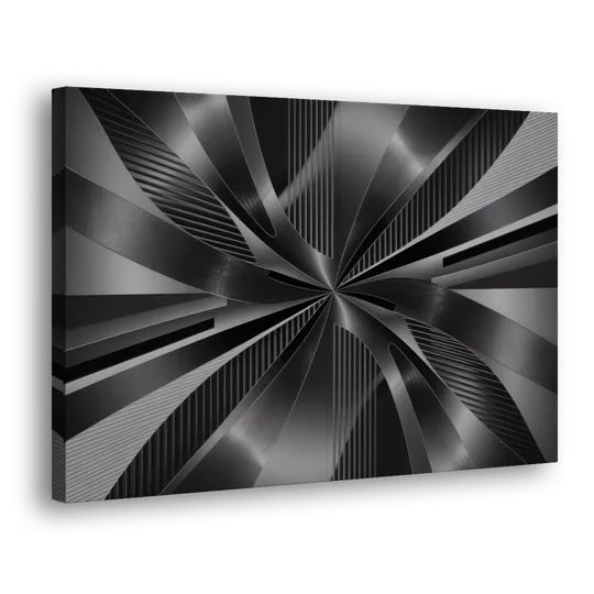 Luxurious Fluidity Black and Grey Abstract - Canvas Wall Art - Side