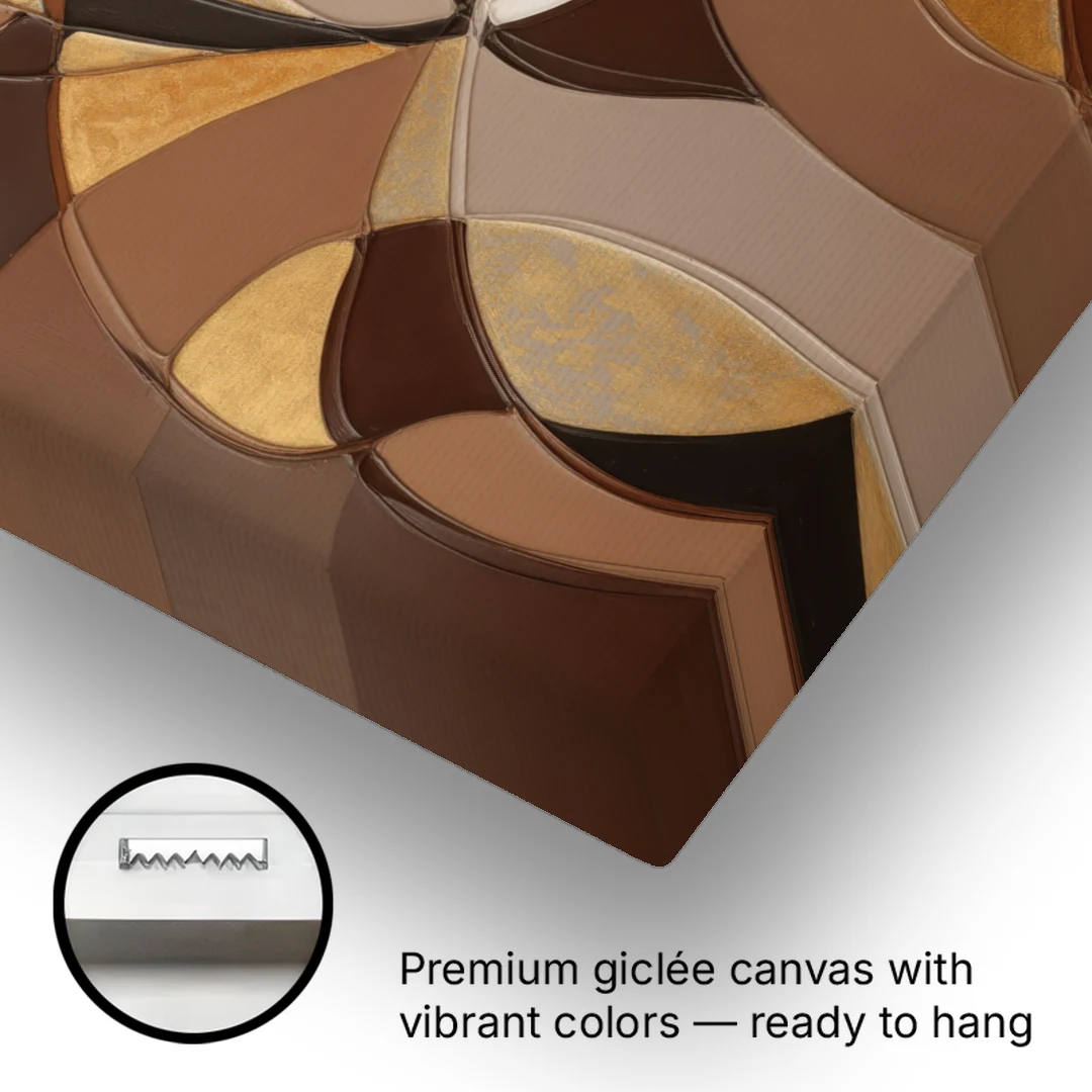 Luxurious Geometric Harmony Brown Abstract - Canvas Wall Art - Gallery Wrap Corner