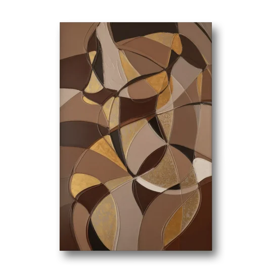 Luxurious Geometric Harmony Brown Abstract - Canvas Wall Art - Front