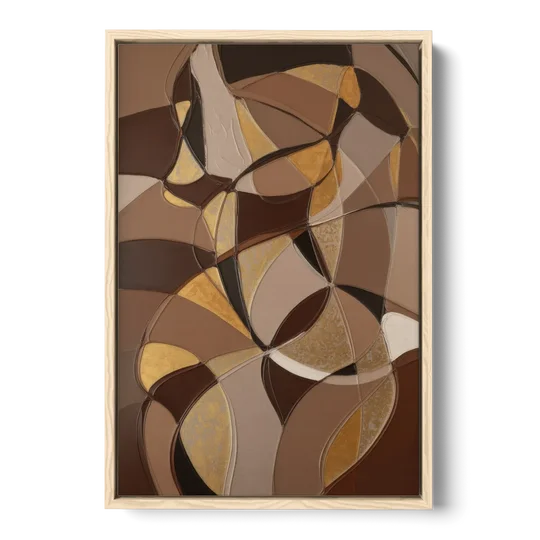 Luxurious Geometric Harmony Brown Abstract - Oak Framed Canvas Wall Art - Front