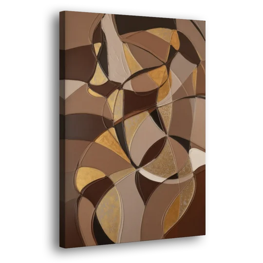 Luxurious Geometric Harmony Brown Abstract - Canvas Wall Art - Side