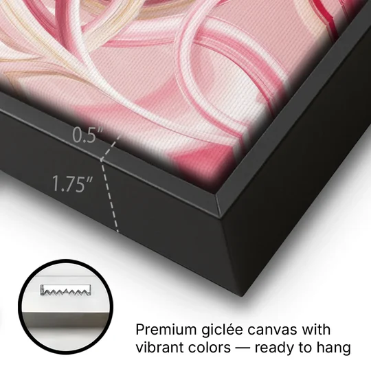 Luxurious Interwoven Pink Abstract - Black Framed Canvas Wall Art - Gallery Wrap Corner
