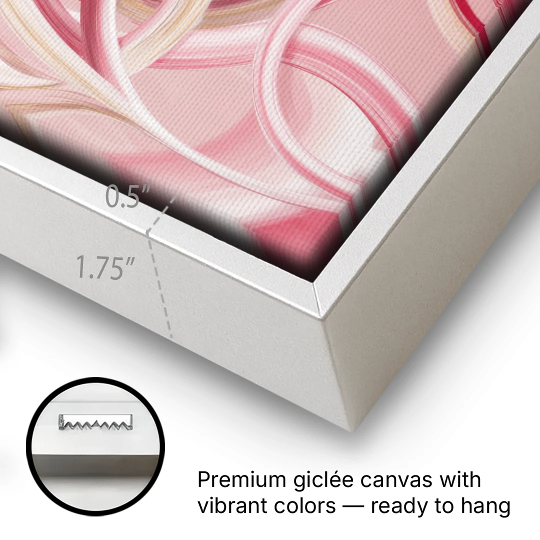 Luxurious Interwoven Pink Abstract - White Framed Canvas Wall Art - Gallery Wrap Corner