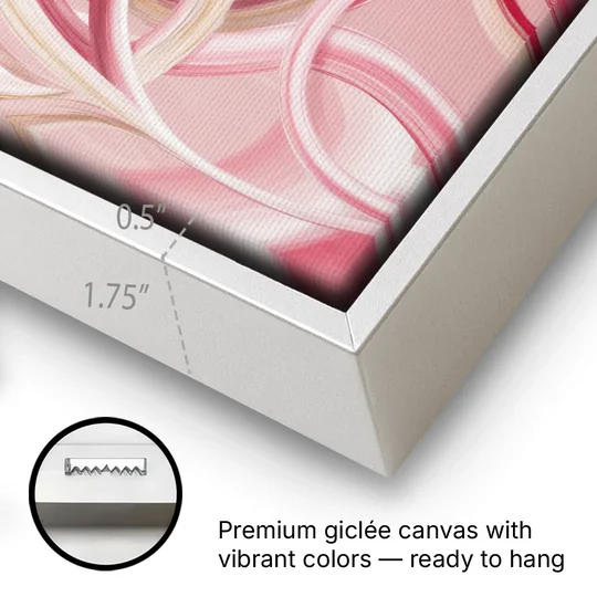 Luxurious Interwoven Pink Abstract - White Framed Canvas Wall Art - Gallery Wrap Corner