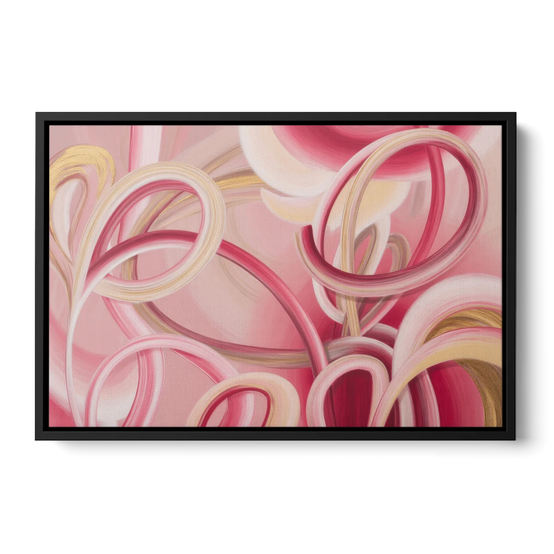 Luxurious Interwoven Pink Abstract - Black Framed Canvas Wall Art - Front