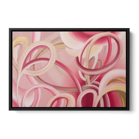 Luxurious Interwoven Pink Abstract - Black Framed Canvas Wall Art - Front