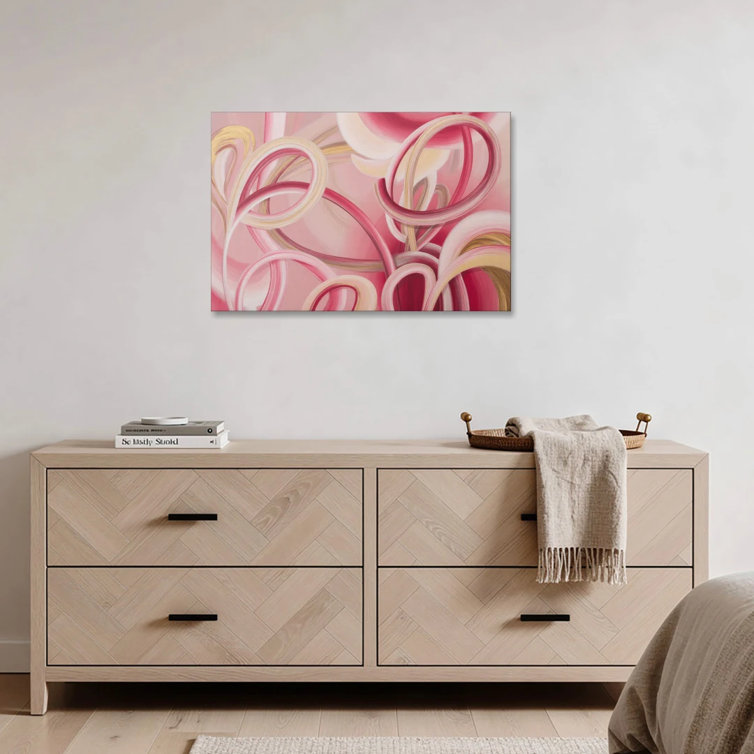 Luxurious Interwoven Pink Abstract - Canvas Wall Art - Coffee Table - 36x24
