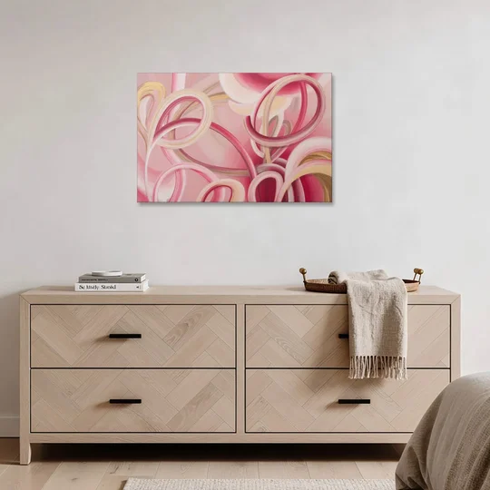 Luxurious Interwoven Pink Abstract - Canvas Wall Art - Coffee Table - 36x24