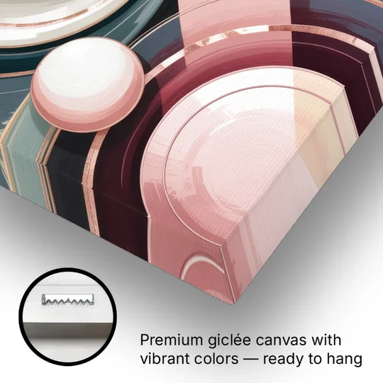Luxurious Rhythms in Pink and Grey Abstract - Canvas Wall Art - Gallery Wrap Corner