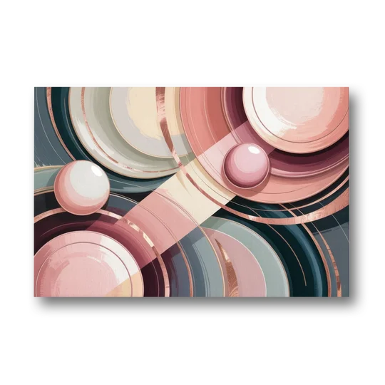 Luxurious Rhythms in Pink and Grey Abstract - Canvas Wall Art - Front