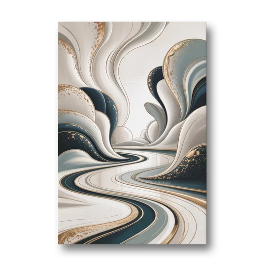 Luxurious Serenity White Abstract - Canvas Wall Art - Front