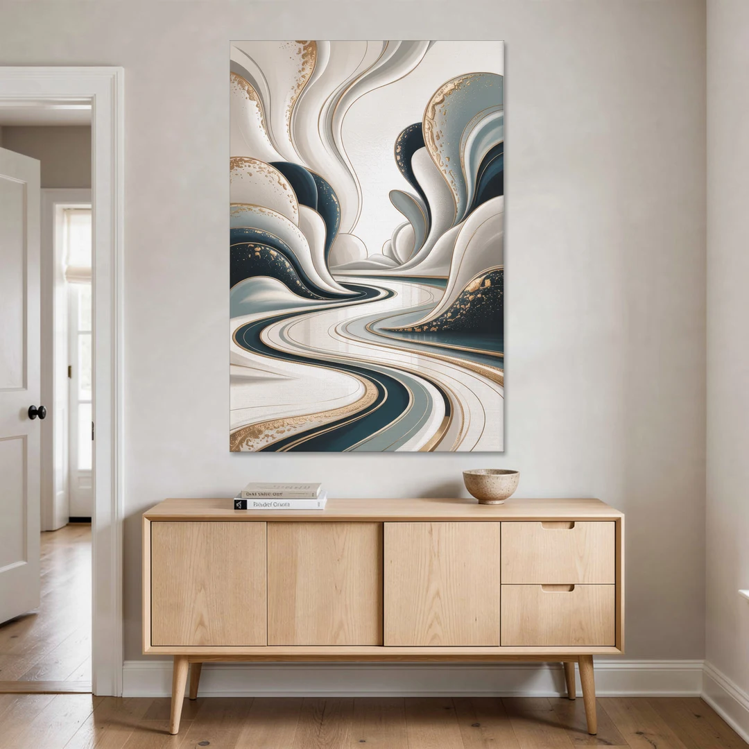 Luxurious Serenity White Abstract - Canvas Wall Art - Coffee Table - 40x60