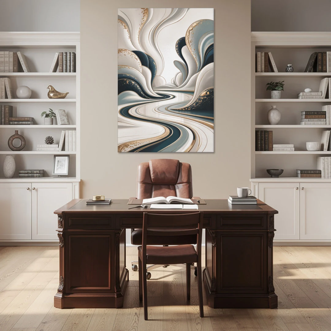 Luxurious Serenity White Abstract - Canvas Wall Art - Office - 40x60
