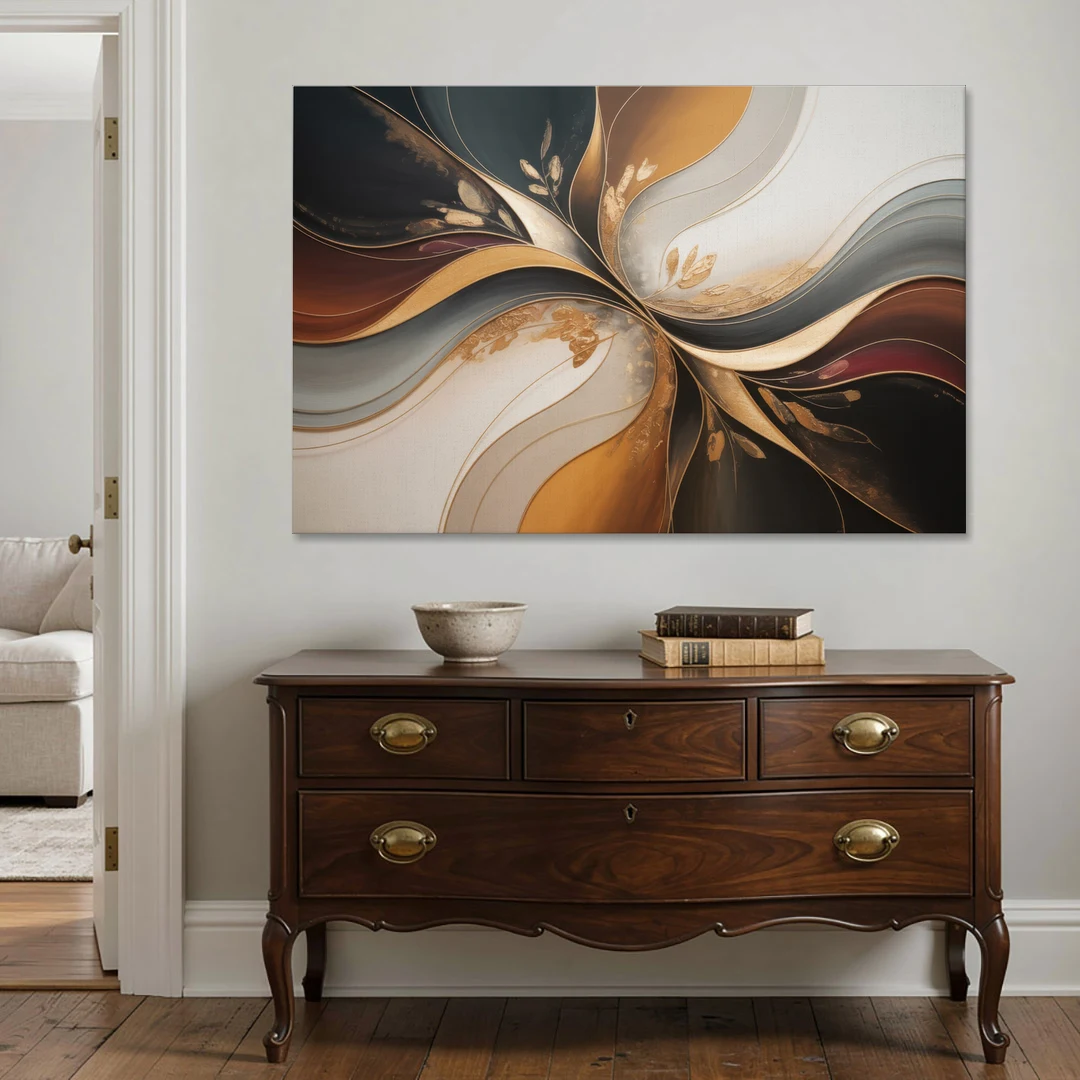 Luxuriously Textured Brown Abstract - Canvas Wall Art - Coffee Table - 60x40