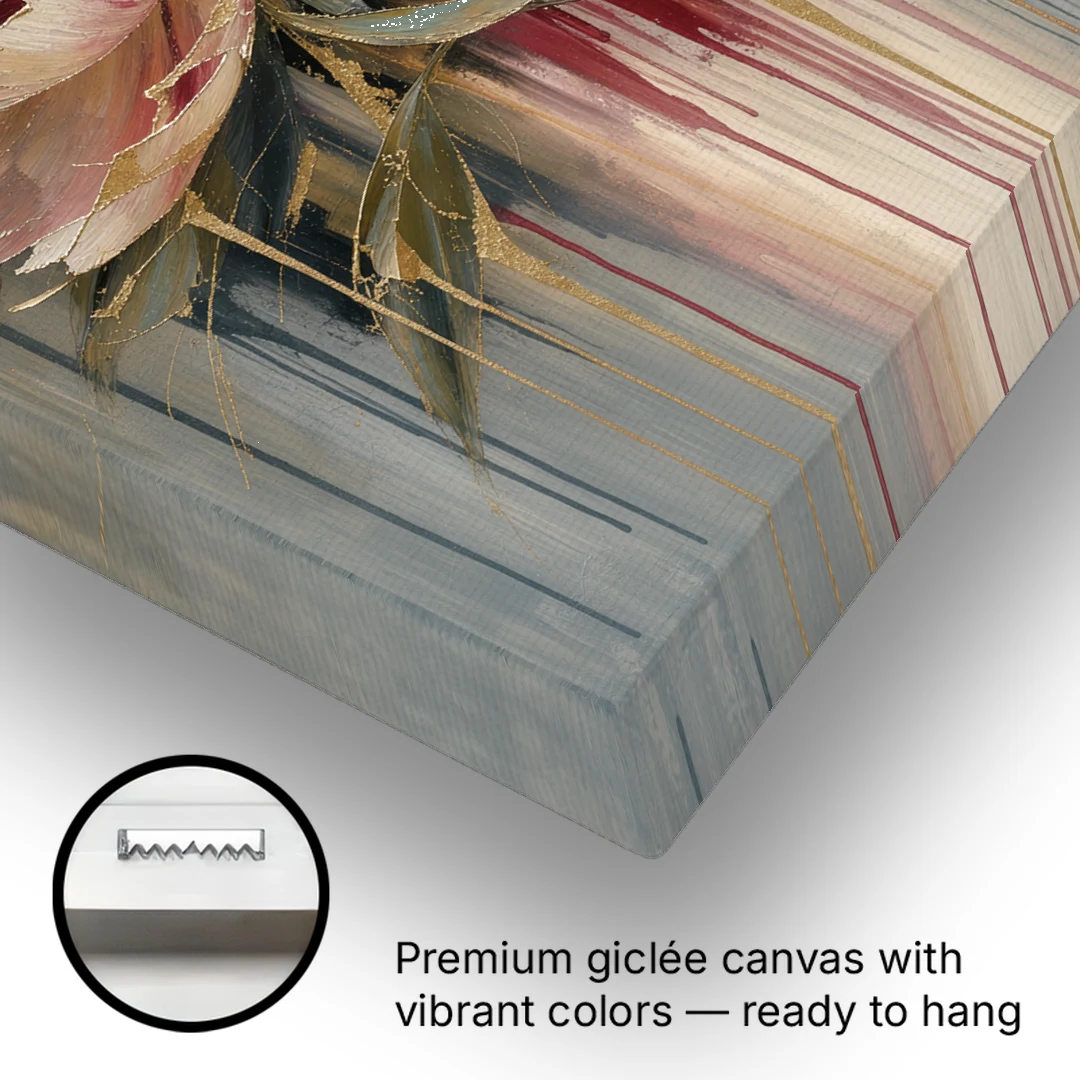 Luxury Gilded Blush Peony - Canvas Wall Art - Gallery Wrap Corner