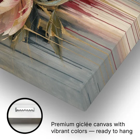 Luxury Gilded Blush Peony - Canvas Wall Art - Gallery Wrap Corner