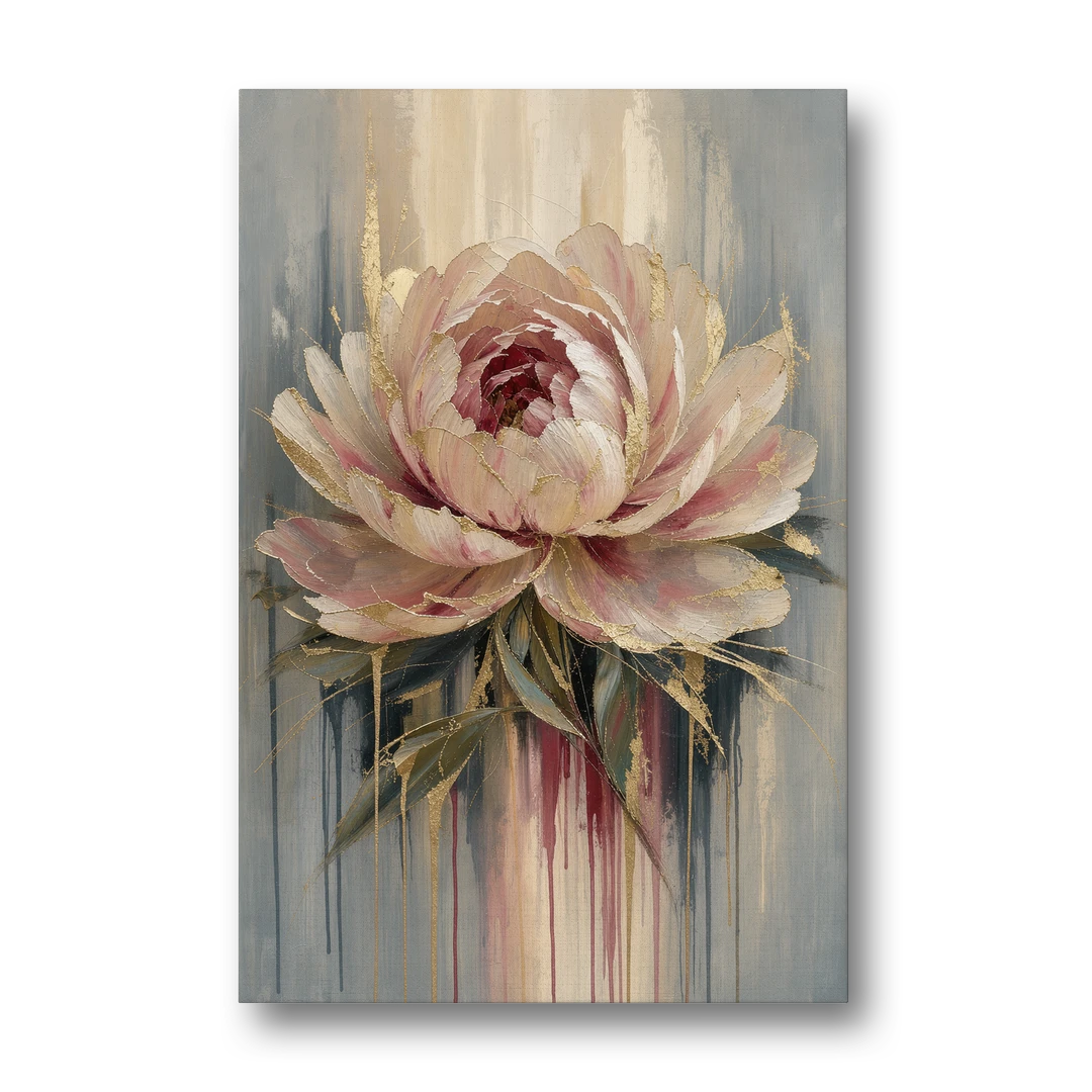 Luxury Gilded Blush Peony - Canvas Wall Art - Front